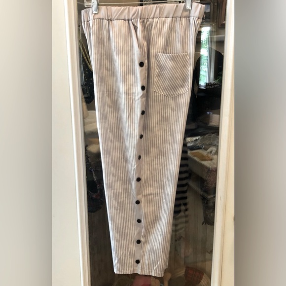 ☀️ Grey Stripe Polyester/Spandex Pants, Stretch Waist Size XL - Picture 1 of 11